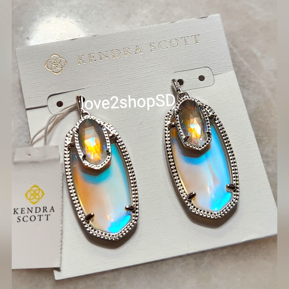 Kendra Scott Emmy Double Dichroic Silver Earrings NWT Gorgeous + Exquisite - Picture 3 of 4